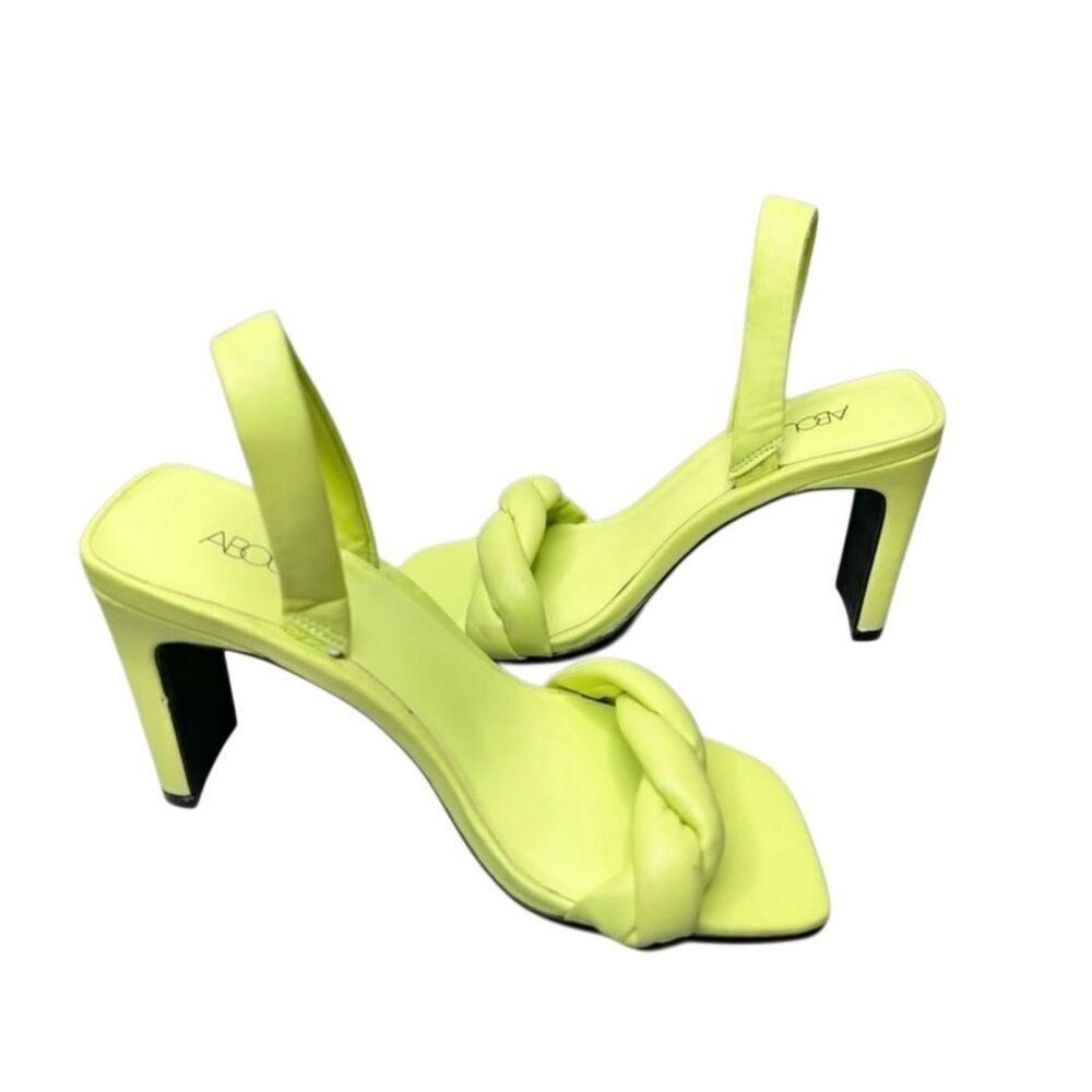 Abound Abryleigh Neon Lime Green Twisted Strap Square Toe Block Heel Sandals 5.5 - Picture 5 of 10